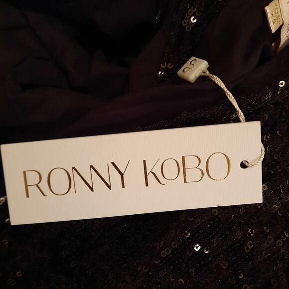 $498 NWT Ronny Kobo Women's Jerry Dress XS Black Sequin Formal Cocktail Party - Picture 9 of 14